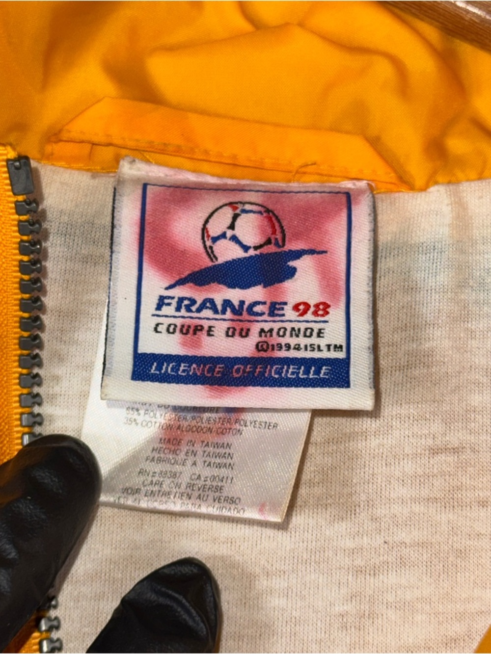 Vintage Brazil Jacket Mens Medium Yellow Soccer France 98 World Cup Adidas 90s - Picture 4 of 12
